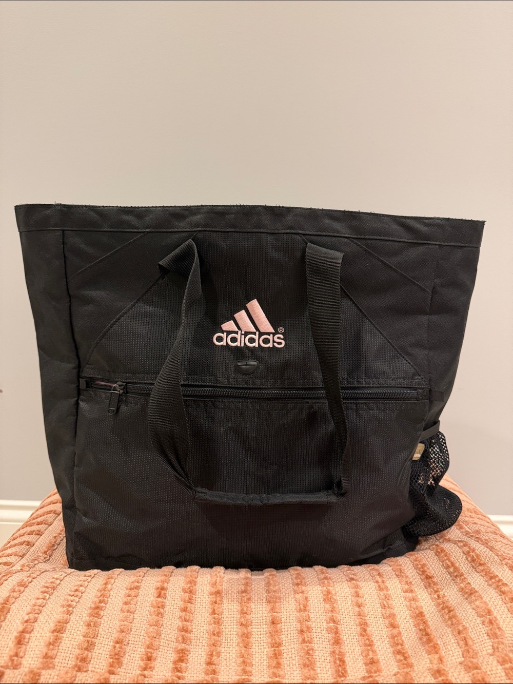 adidas Black Tote with Pink Logo Accent